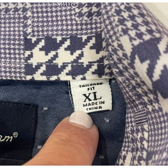 Robert Graham Block Houndstooth Gingham Check Button Down Collared Navy X-Large - Picture 5 of 11